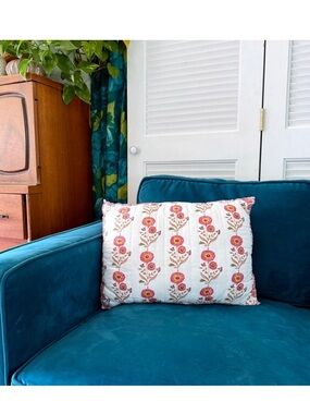 Threshold Target Sunflower Decor Pillow Cotton Floral Reversible Pink White EUC